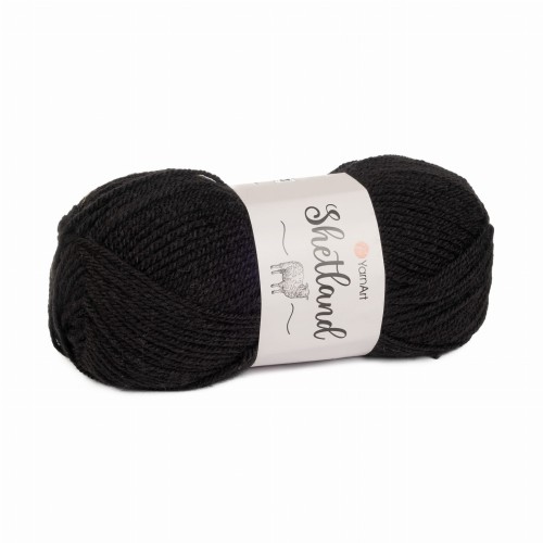 100g włóczka 30% wełna Shetland YA czarna 502