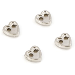 10szt mini guziczki 5mm metalowe serca srebrne