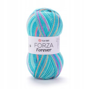100g wełna włóczka skarpetkowa YarnArt Forza Forever turkus + neon 2711