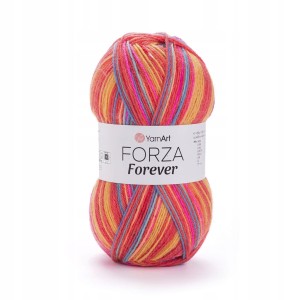 100g wełna włóczka skarpetkowa YarnArt Forza Forever pomarańcz + neon 2705