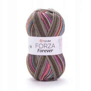 100g wełna włóczka skarpetkowa YarnArt Forza Forever szarobrąz + neon 2702