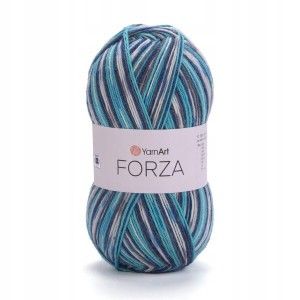 100g wełna włóczka skarpetkowa YarnArt Forza popiel + niebieski 2514