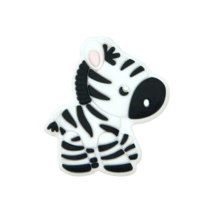 1szt. koralik silikonowy czarno-biała zebra