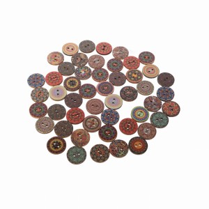 50szt drewniane guziki 20mm, boho vintage kolorowe