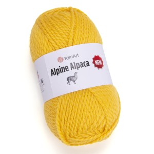 150g alpaka, wełna, akryl YarnArt Alpine Alpaca gruba 1448 żółta