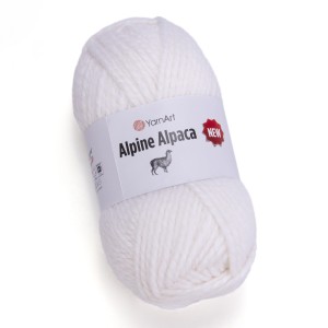 150g alpaka, wełna, akryl YarnArt Alpine Alpaca gruba 1440 biel