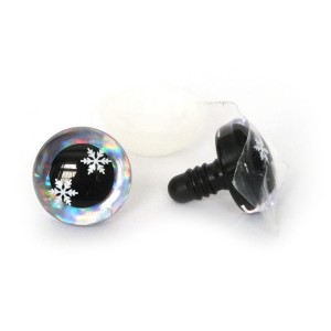1 para oczka zaciskowe 12mm oczy ze śnieżynkami tęczowe