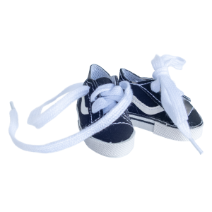 1 para buciki, buty dla lalek 5,5cm czarne z białym paskiem