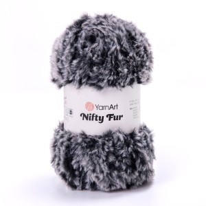 100g włóczka futerkowa YarnArt Nifty Fur 8416 czarno-szara