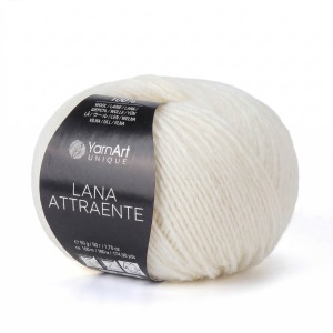 50g włóczka 100% wełna Lana Attraente 6601 kremowa