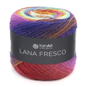 100g kolorowa włóczka 100% wełna YarnArt Lana Fresco fiolet róż mięta 8115