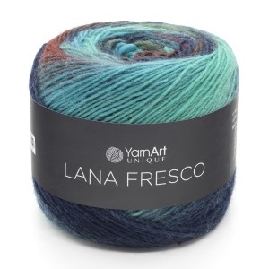 100g kolorowa włóczka 100% wełna YarnArt Lana Fresco turkus brąz 8112
