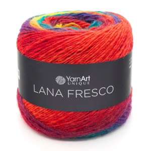 100g kolorowa włóczka 100% wełna YarnArt Lana Fresco czerwień żółty 8109