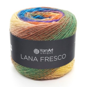 100g kolorowa włóczka 100% wełna YarnArt Lana Fresco brąz zieleń żółty 8107