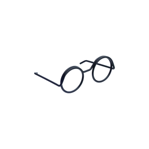 1szt. metalowe okulary dla lalki, misia, miniaturowe 3,5cm czarne