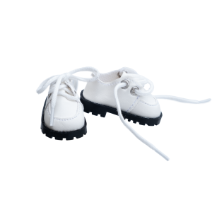 1 para buciki, buty półbuty wiązane dla lalek 5cm ekoskóra, białe