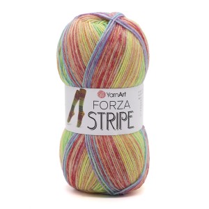 100g wełna włóczka skarpetkowa YarnArt Forza Stripe zieleń pomarańcz 2810