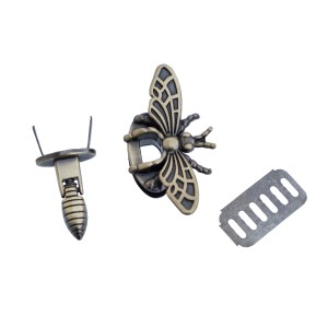 Zapięcie do torebek, torebki 4,8x3,3cm, metalowe pszczoła, antyczny brąz