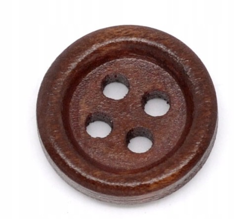drewniany guzik 15mm ciemny brąz